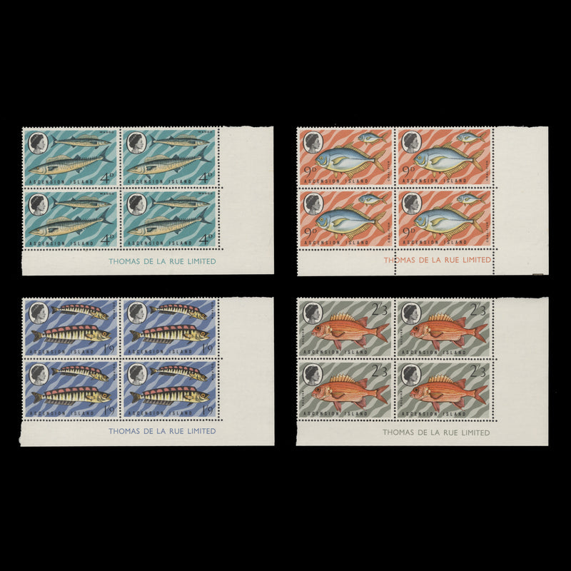 Ascension 1970 (MNH) Fishes imprint blocks