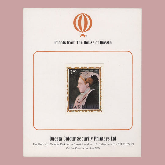 Barbuda 1970 (Proof) 35c English Monarchs, Edward VI imperf single