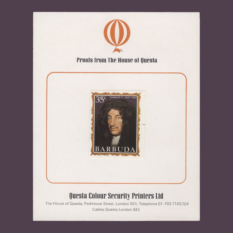 Barbuda 1971 (Proof) 35c English Monarchs, Charles II imperf single