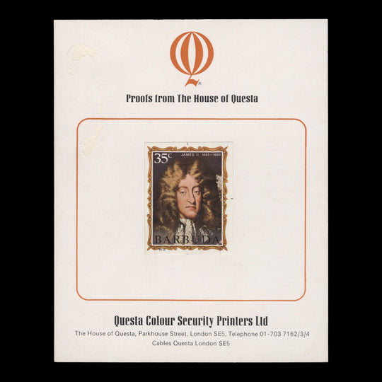 Barbuda 1971 (Proof) 35c English Monarchs, James II imperf single