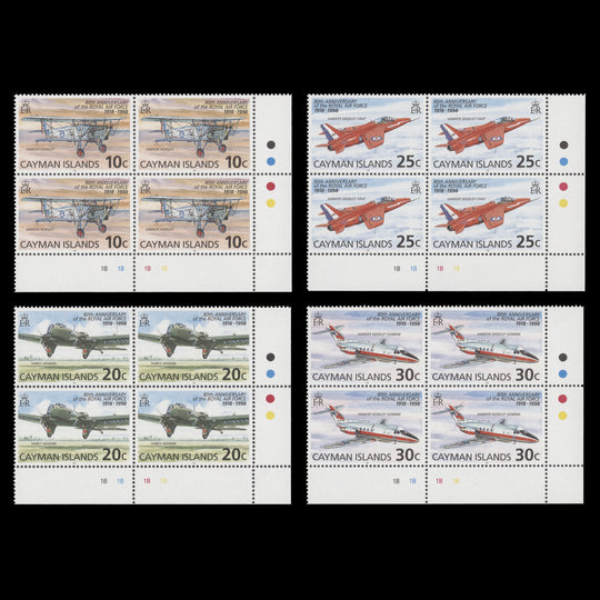 Cayman Islands 1998 (MNH) Royal Air Force Anniversary plate blocks