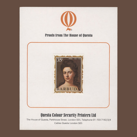 Barbuda 1971 (Proof) 35c English Monarchs, Anne imperf single