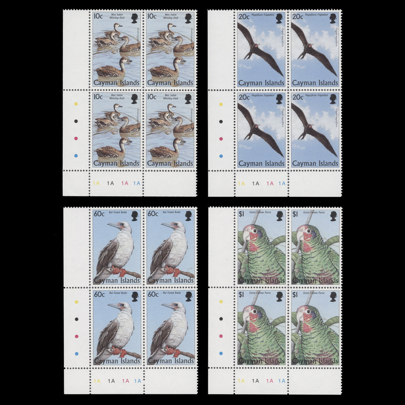 Cayman Islands 1998 (MNH) Birds traffic light/plate blocks