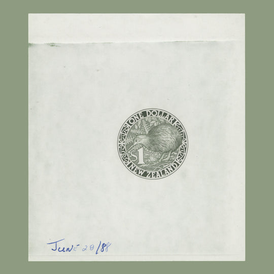 New Zealand 1988 $1 Brown Kiwi imperf die proof