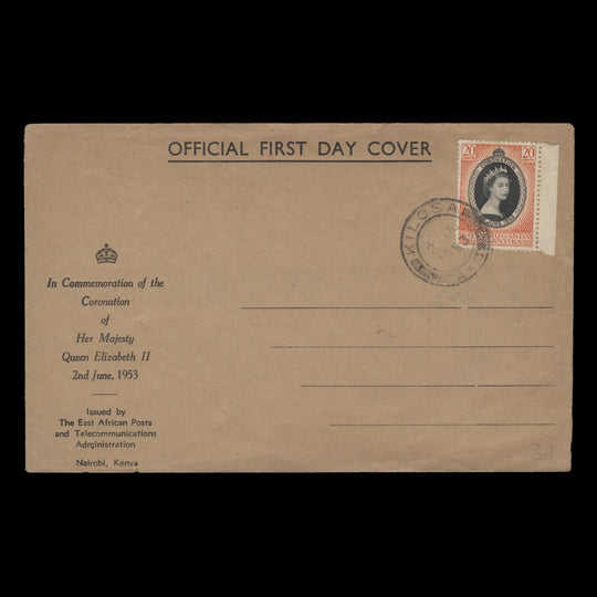Kenya Uganda Tanganyika 1953 (FDC) 20c Coronation, KILOSA