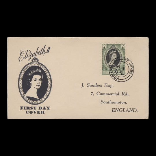 Antigua 1953 (FDC) 2c Coronation, ST JOHNS