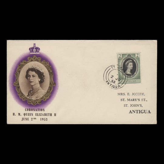 Antigua 1953 (FDC) 2c Coronation, ST JOHNS