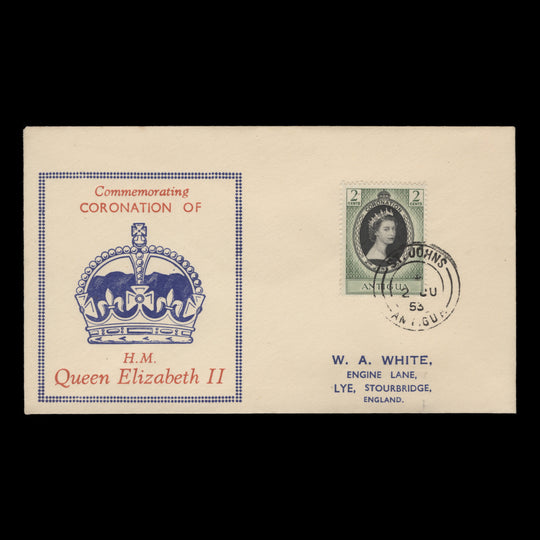 Antigua 1953 (FDC) 2c Coronation, ST JOHNS