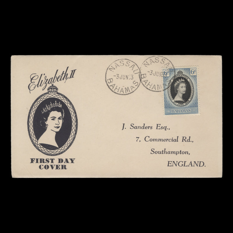 Bahamas 1953 (FDC) 6d Coronation, NASSAU