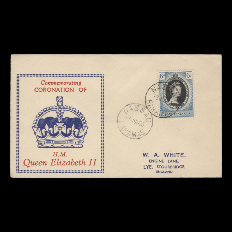 Bahamas 1953 (FDC) 6d Coronation, NASSAU