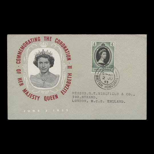 British Honduras 1953 (FDC) 4c Coronation, BELIZE