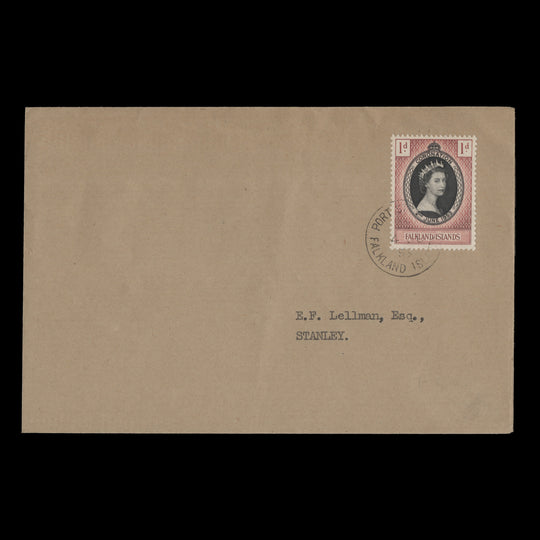 Falkland Islands 1953 (FDC) 1d Coronation, PORT STANLEY