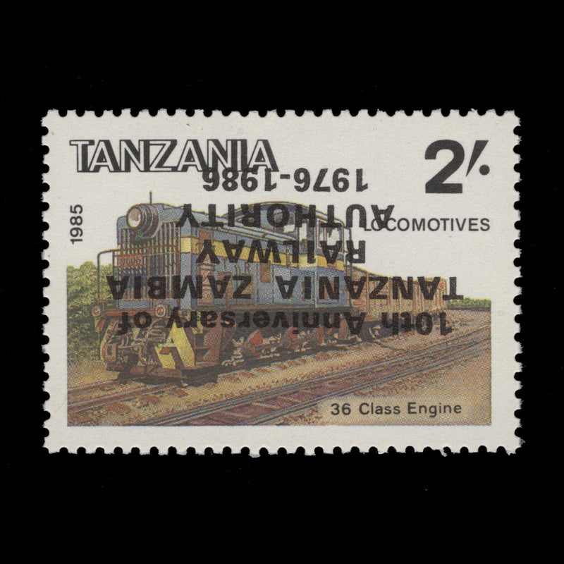 Tanzania 1987 (Variety) 2s Railway Anniversary with inverted overprint
