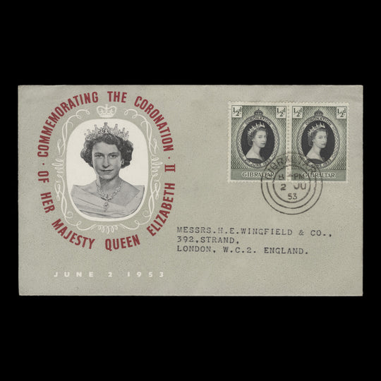 Gibraltar 1953 (FDC) ½d Coronation pair