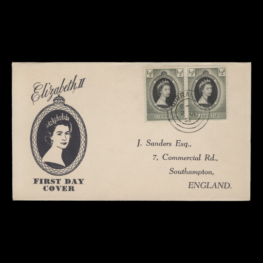 Gibraltar 1953 (FDC) ½d Coronation pair