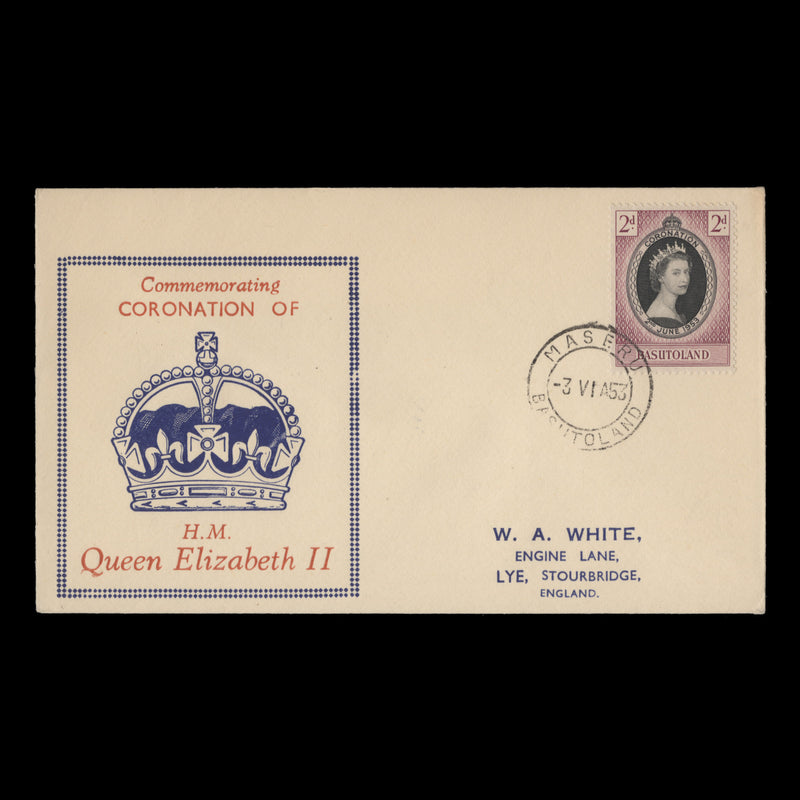 Basutoland 1953 (FDC) 2d Coronation, MASERU