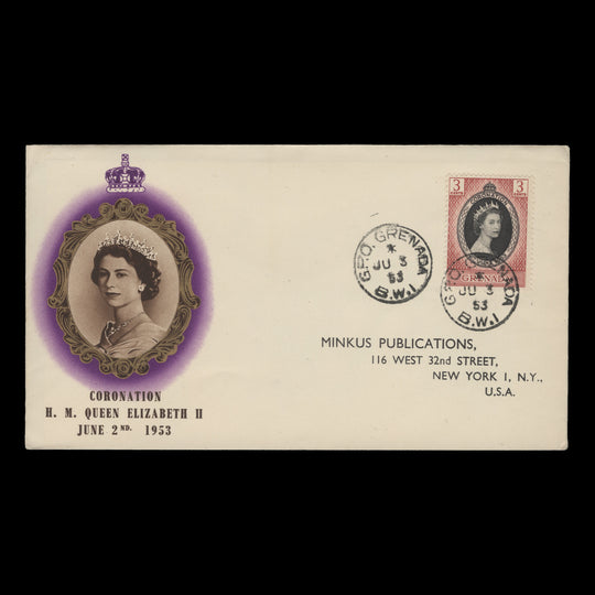 Grenada 1953 (FDC) 3c Coronation, GPO