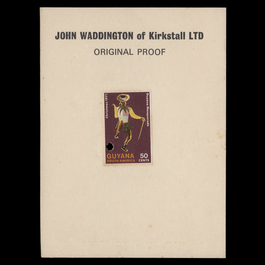 Guyana 1971 (Proof) 50c Christmas imperf single on presentation card