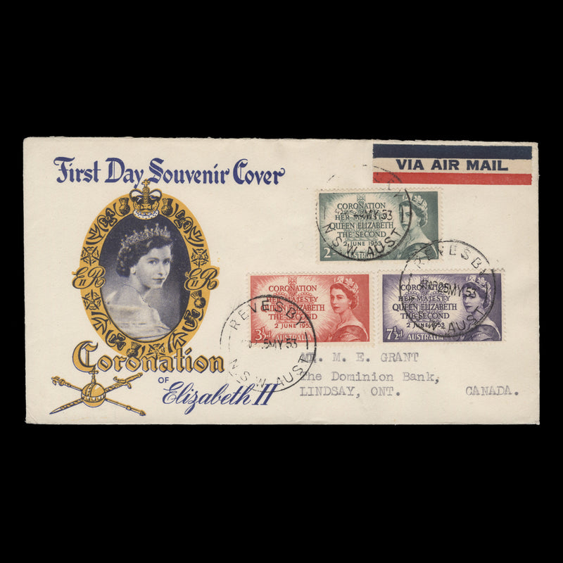 Australia 1953 Coronation first day cover, REVESBY