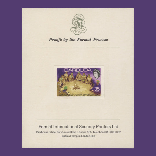 Barbuda 1969 (Proof) 35c Scouts Around Camp Fire imperf single