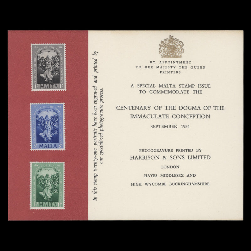 Malta 1954 Dogma of the Immaculate Conception presentation card