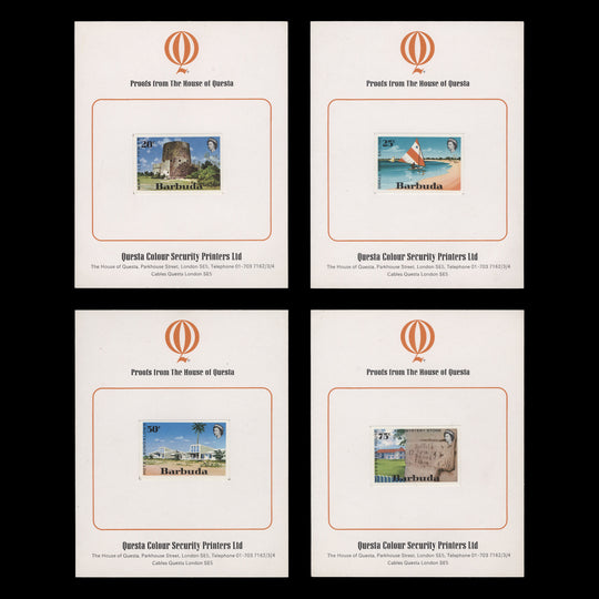 Barbuda 1971 Tourism imperf proofs on presentation cards