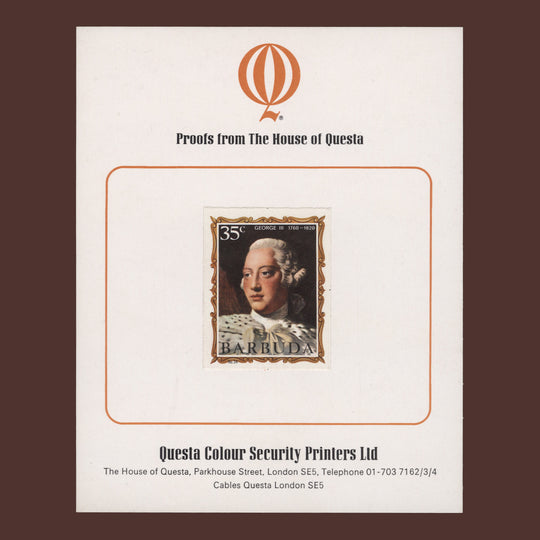 Barbuda 1971 (Proof) 35c English Monarchs, George III imperf single