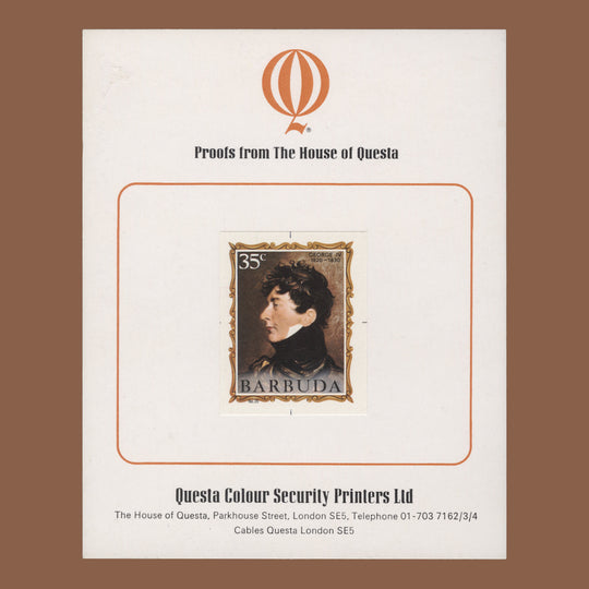 Barbuda 1971 (Proof) 35c English Monarchs, George IV imperf single