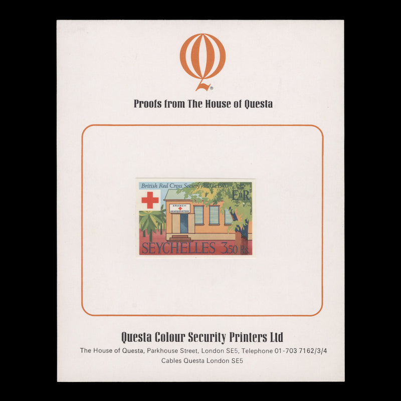 Seychelles 1970 R3.50 Red Cross Centenary imperf proof on presentation card
