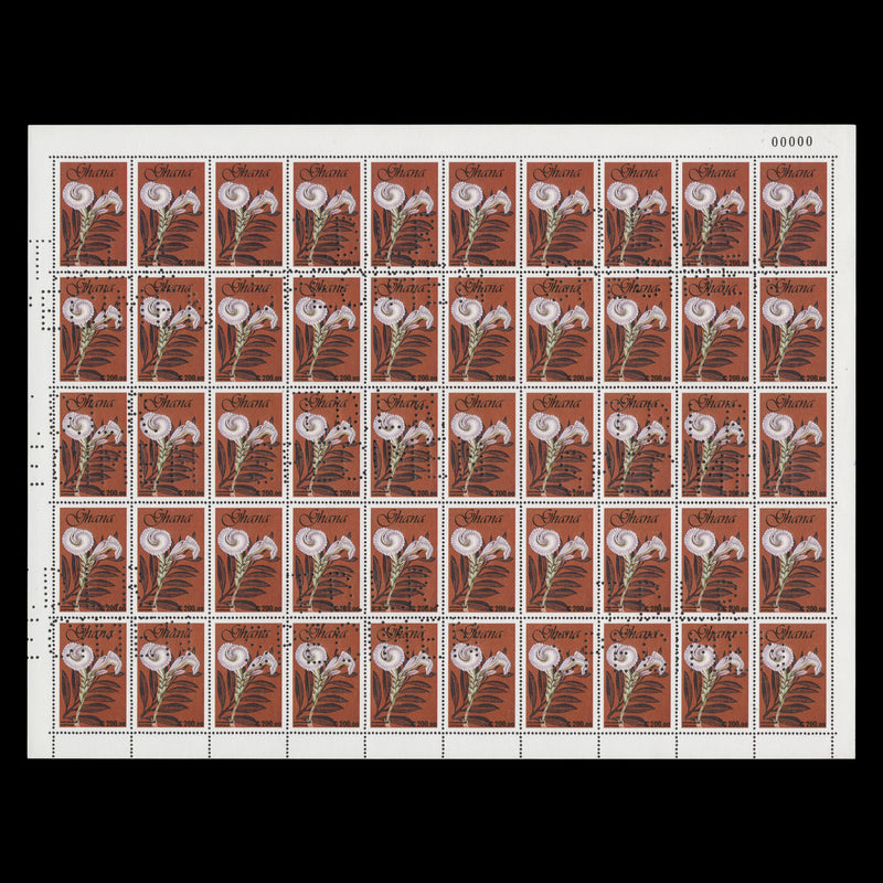Ghana 1991 (MNH) C200 Aframomum Sceptrum sheet with SPECIMEN perfin
