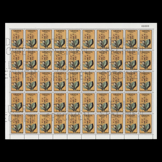 Ghana 1991 (MNH) C350 Haemanthus Rupestris sheet with SPECIMEN perfin