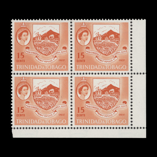 Trinidad & Tobago 1960 (MNH) 15c Crest block