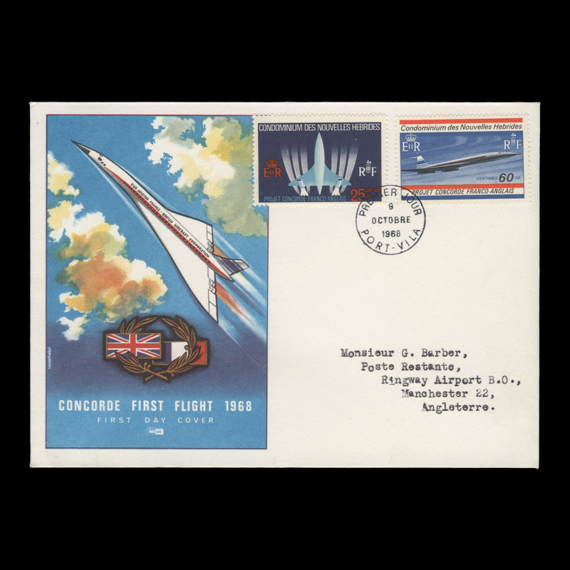 Nouvelles Hebrides 1968 (FDC) Anglo-French Concorde Project, PORT-VILA