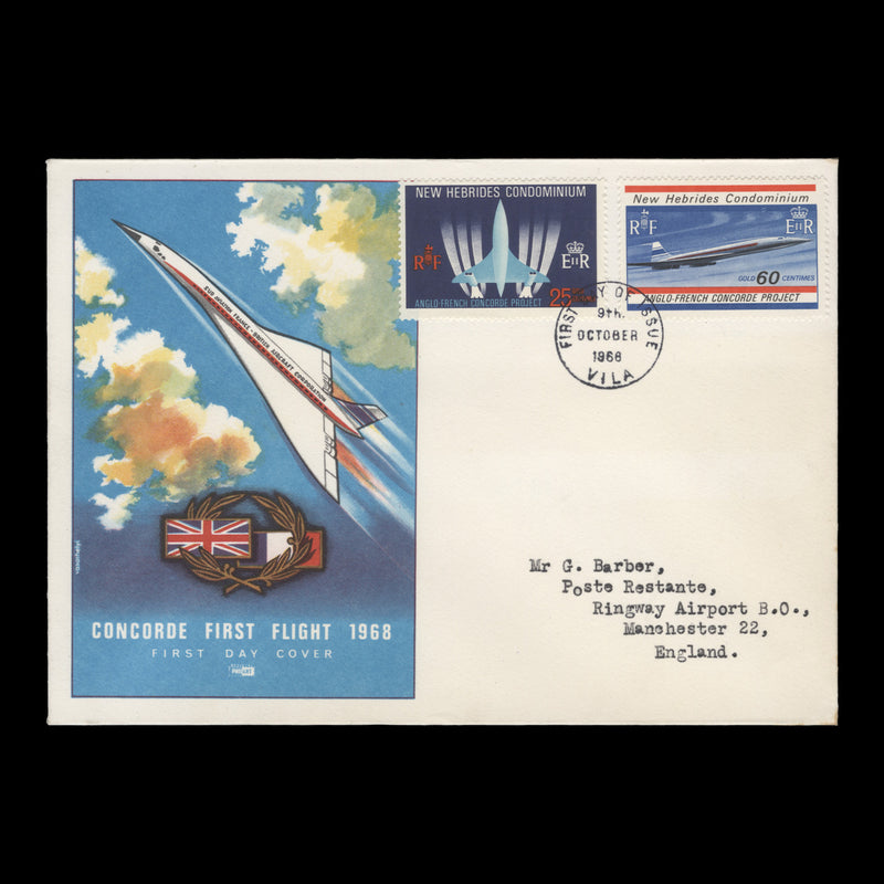 New Hebrides 1968 (FDC) Anglo-French Concorde Project, VILA