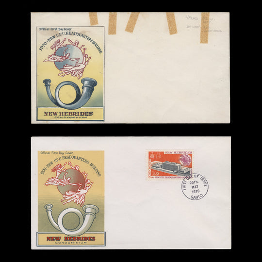 New Hebrides 1970 New UPU Headquarters FDC watercolour essay