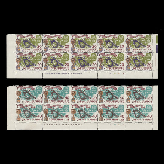 New Hebrides 1966 (MLH) World Cup Football Championship plate blocks