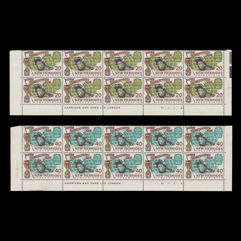New Hebrides 1966 (MLH) World Cup Football Championship plate blocks