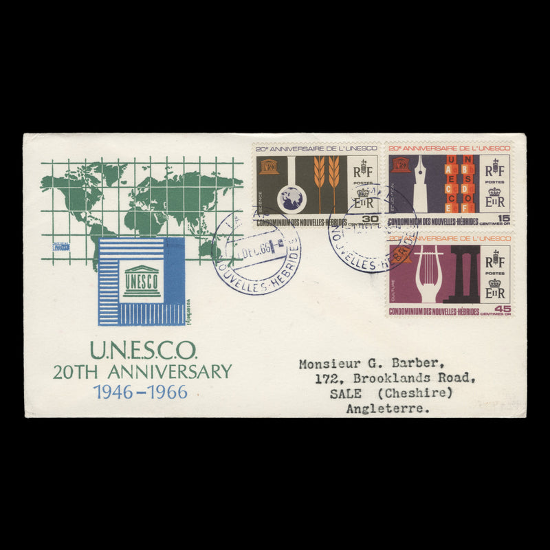 Nouvelles Hebrides 1966 (FDC) UNESCO Anniversary, LAMAP