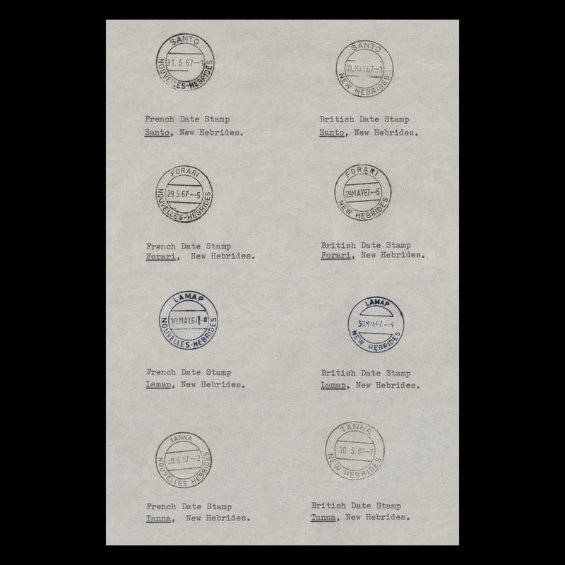 New Hebrides 1967 British and French Condominum postal cancels