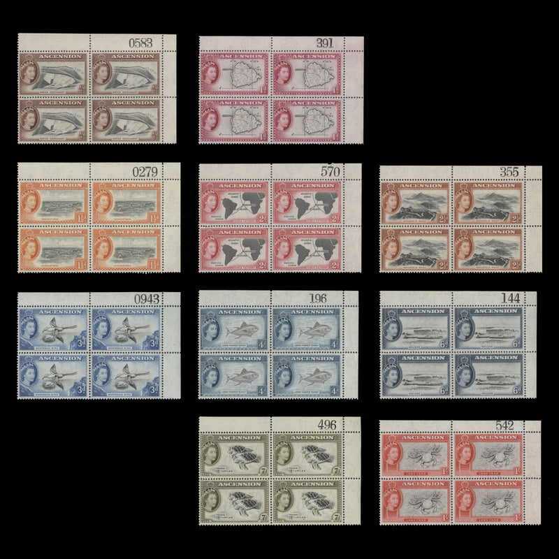 Ascension 1956 (MNH) Definitives sheet number blocks