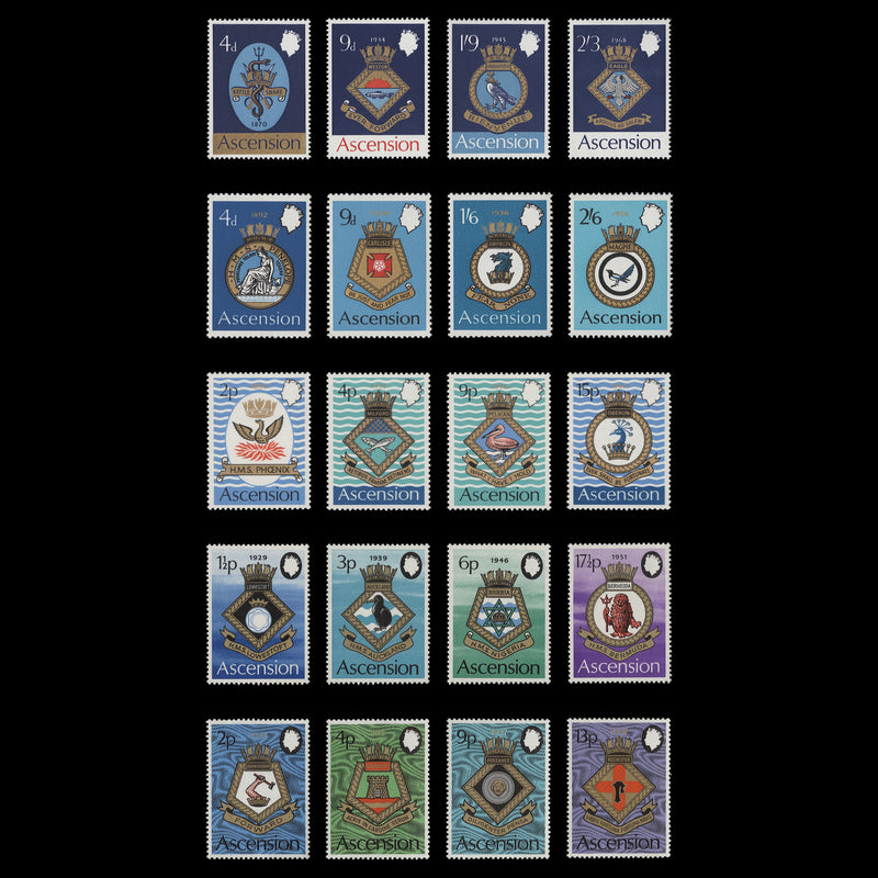 Ascension 1969-73 (MNH) Royal Naval Crests sets