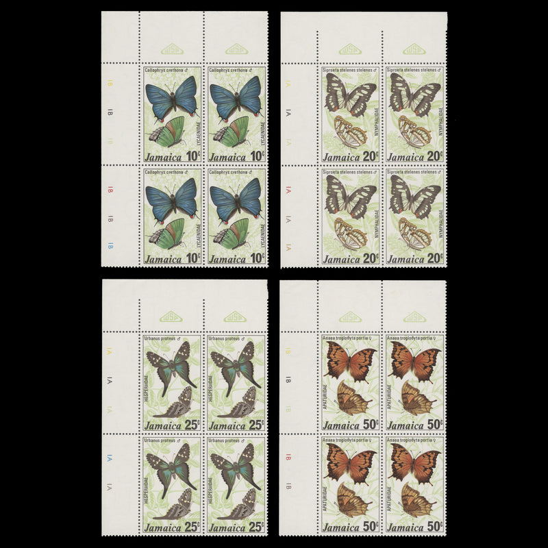Jamaica 1978 (MNH) Butterflies plate blocks