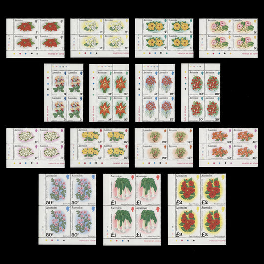 Ascension 1981 (MNH) Flowers Definitives plate blocks