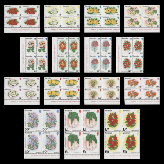 Ascension 1981 (MNH) Flowers Definitives imprint blocks