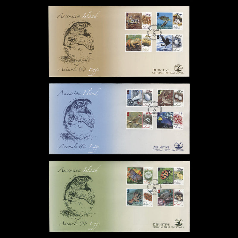 Ascension 2008 Animals & Eggs Definitives illustrated first day covers