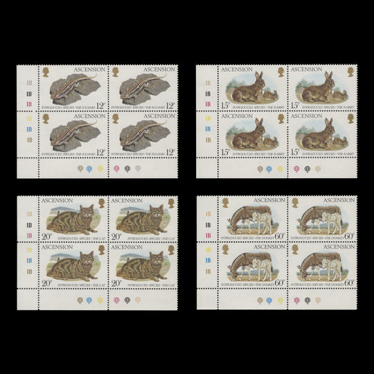 Ascension 1983 (MNH) Introduced Species traffic light/plate blocks