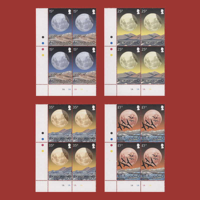 Ascension 2004 (MNH) Lunar Eclipse traffic light/plate blocks