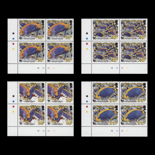 Ascension 2007 (MNH) Resplendent Angelfish traffic light/plate blocks