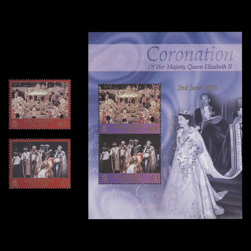 Ascension 2003 (MNH) Coronation Anniversary set and miniature sheet