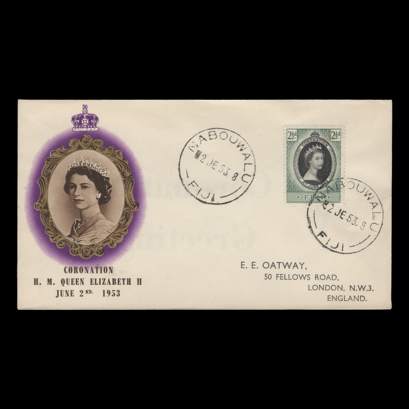 Fiji 1953 (FDC) 2½d Coronation, NABOUWALU